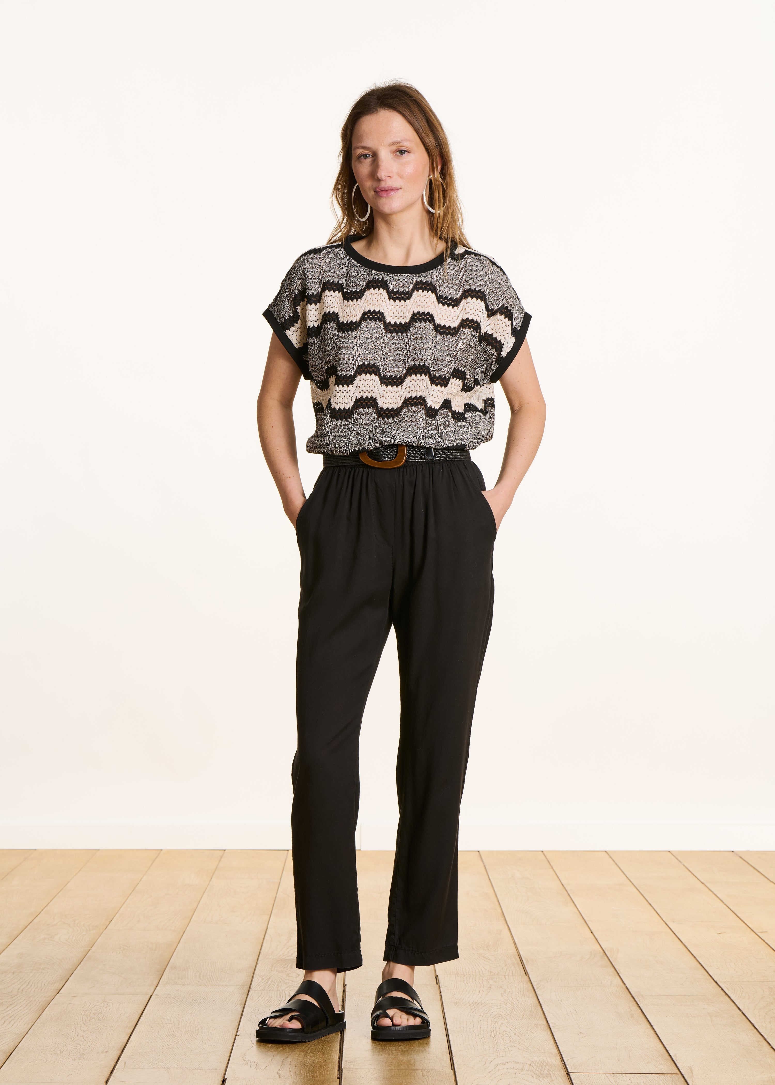 Pantalon fluide noir en lyocell