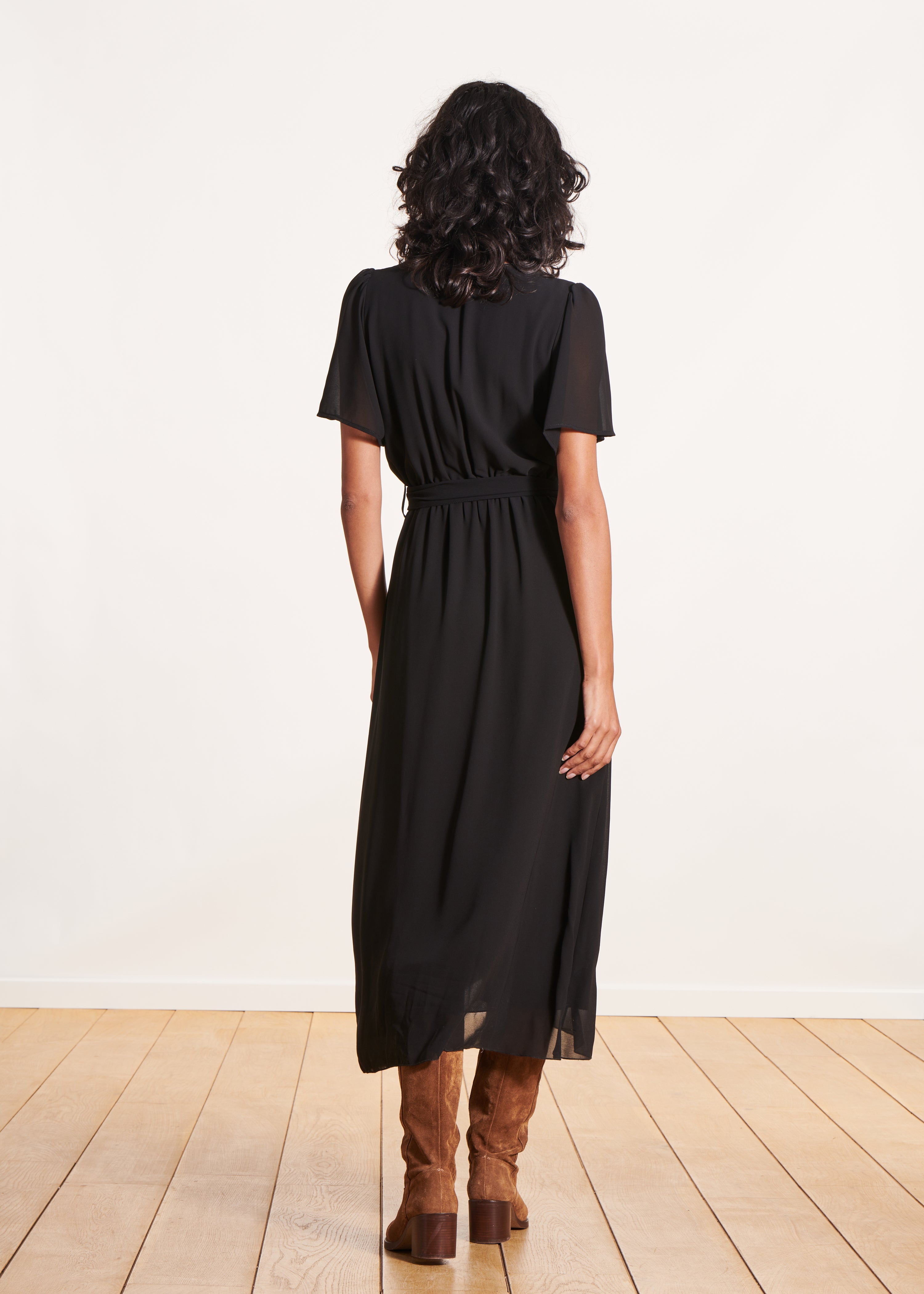 Robe longue cache-cœur noire