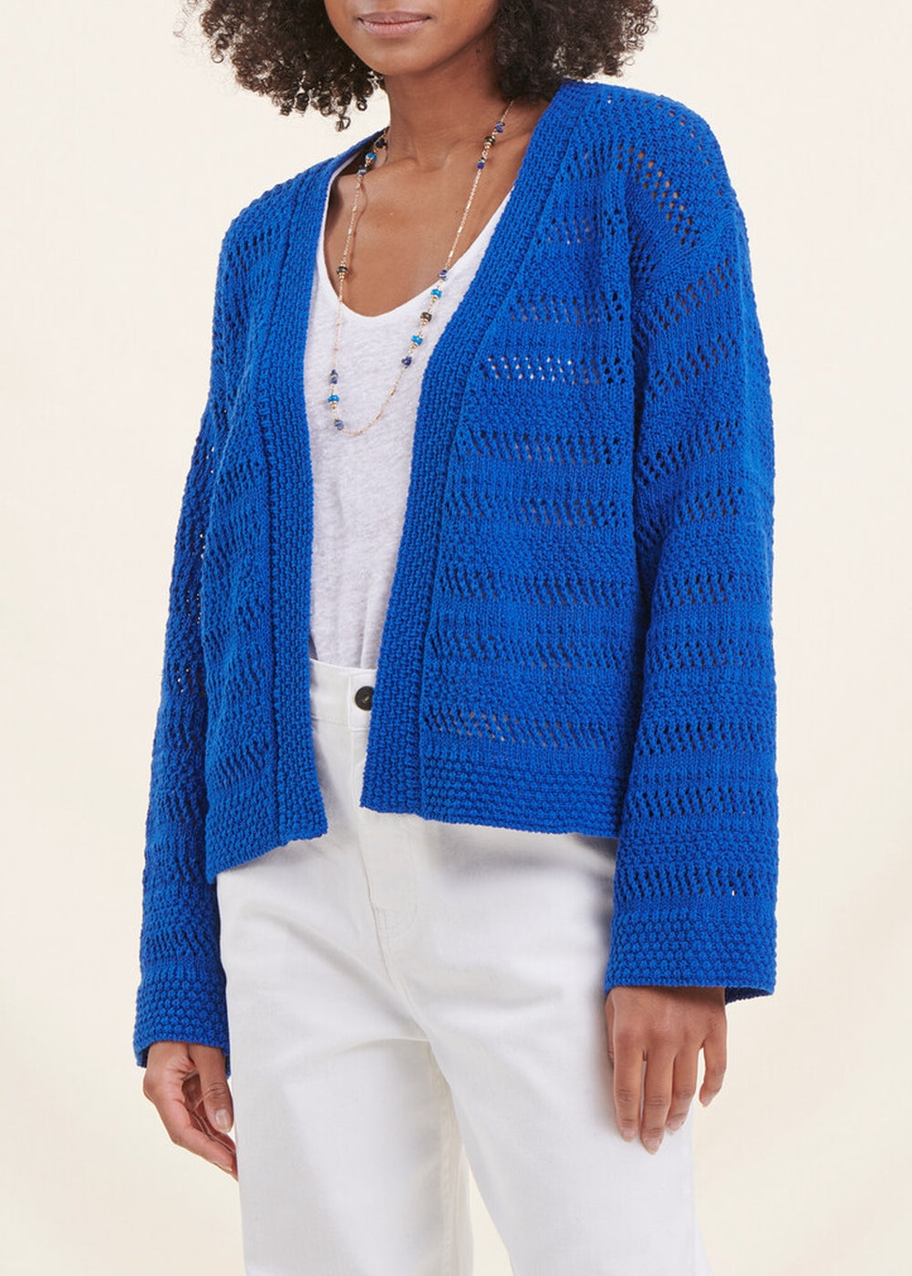 Gilet bleu roi manches longues