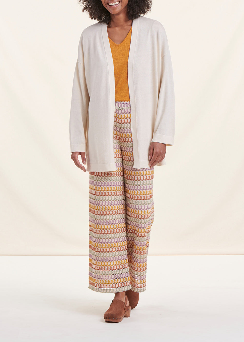 Gilet écru mi-long coton biologique