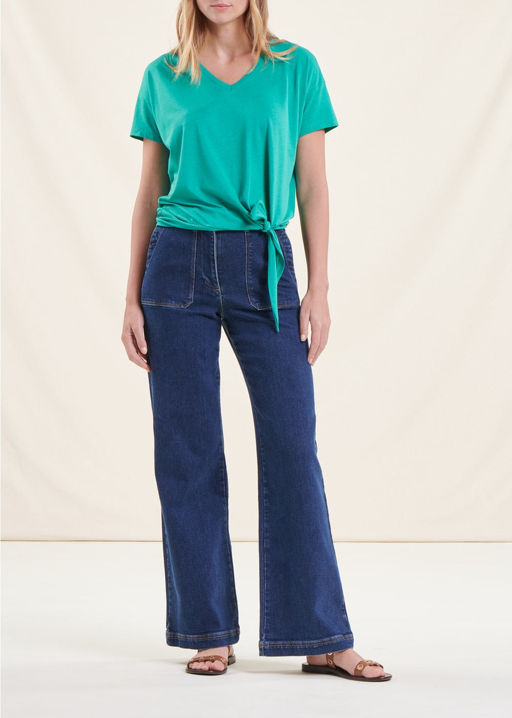 T-shirt vert menthe en lyocell manches courtes