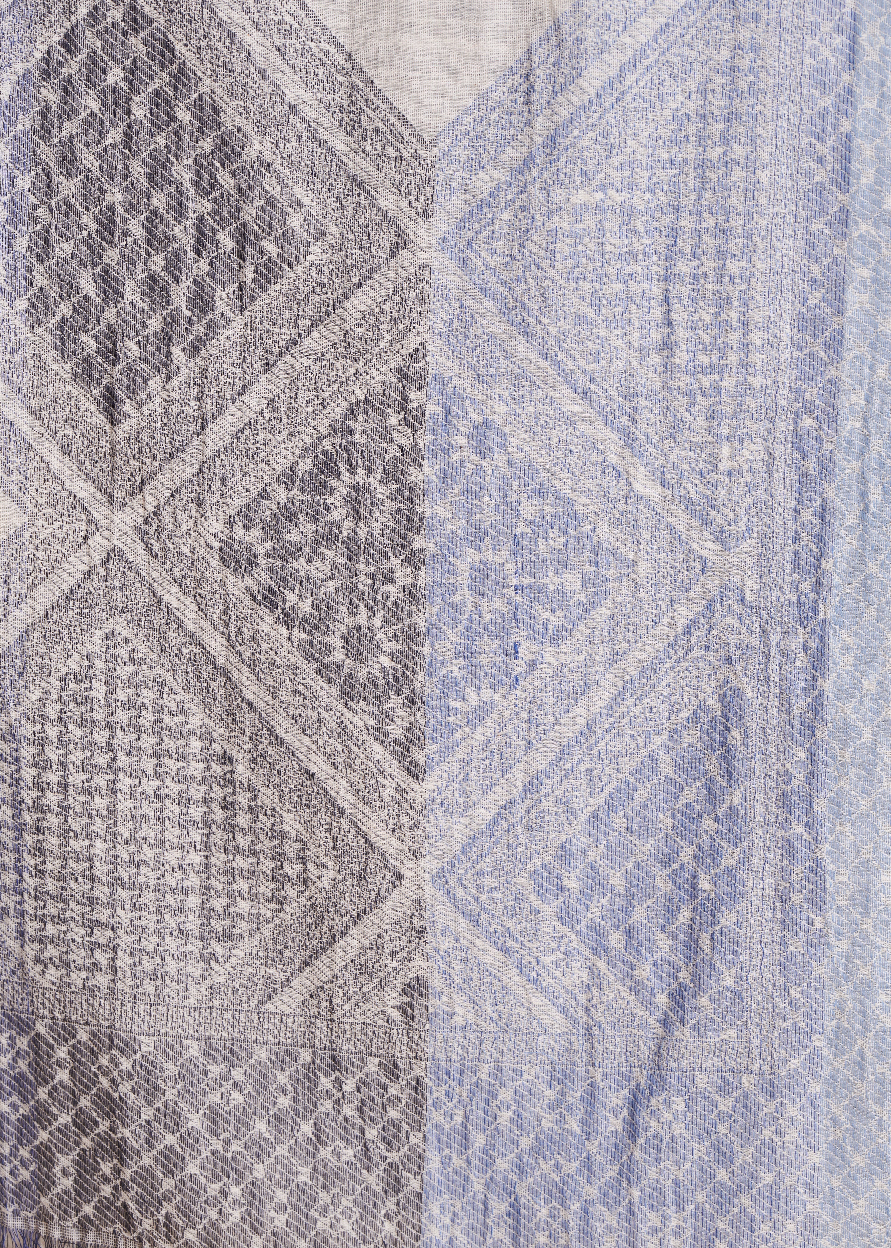 Foulard jacquard bleu en coton imprimé