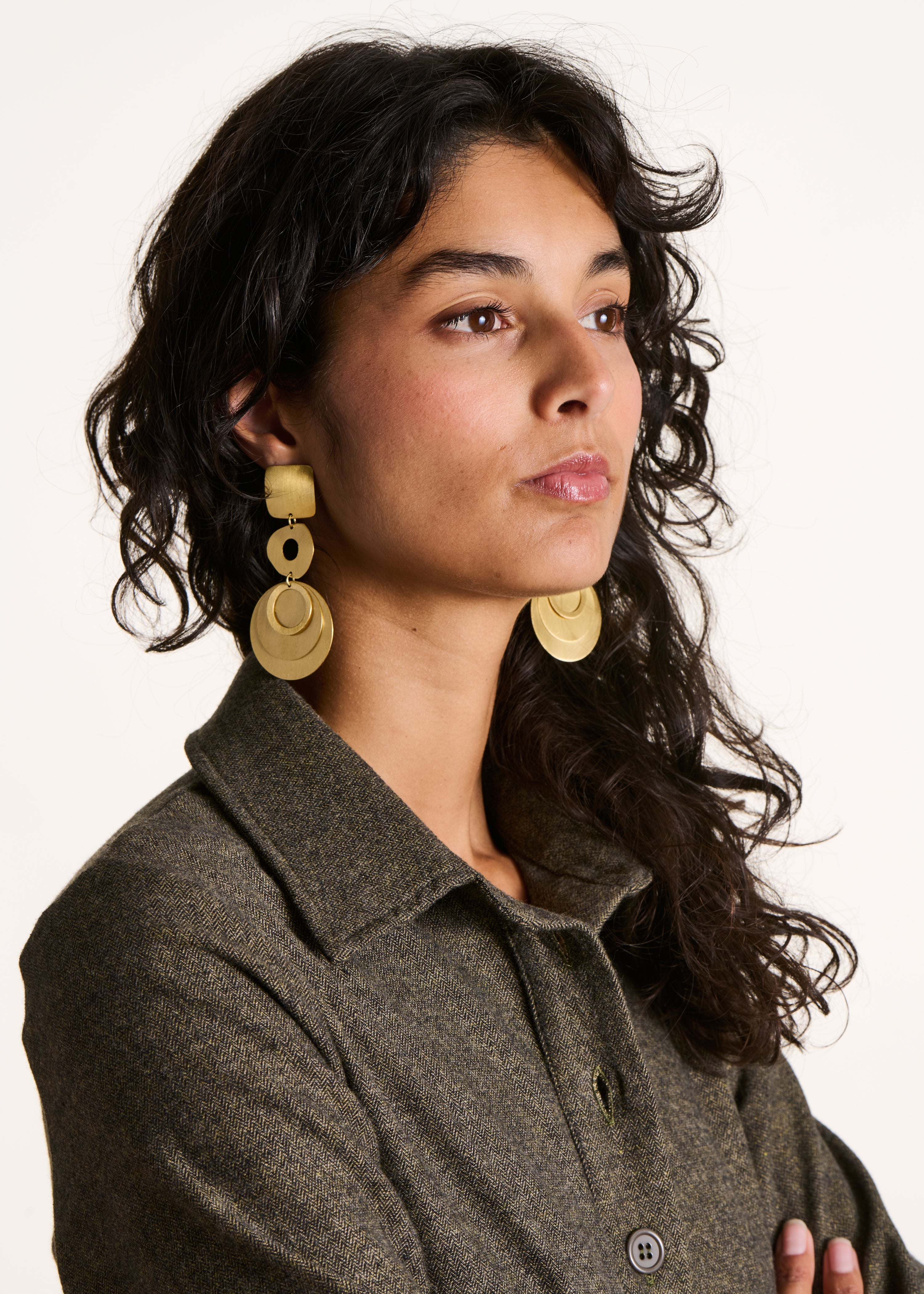 Boucles d'oreilles longues dorées