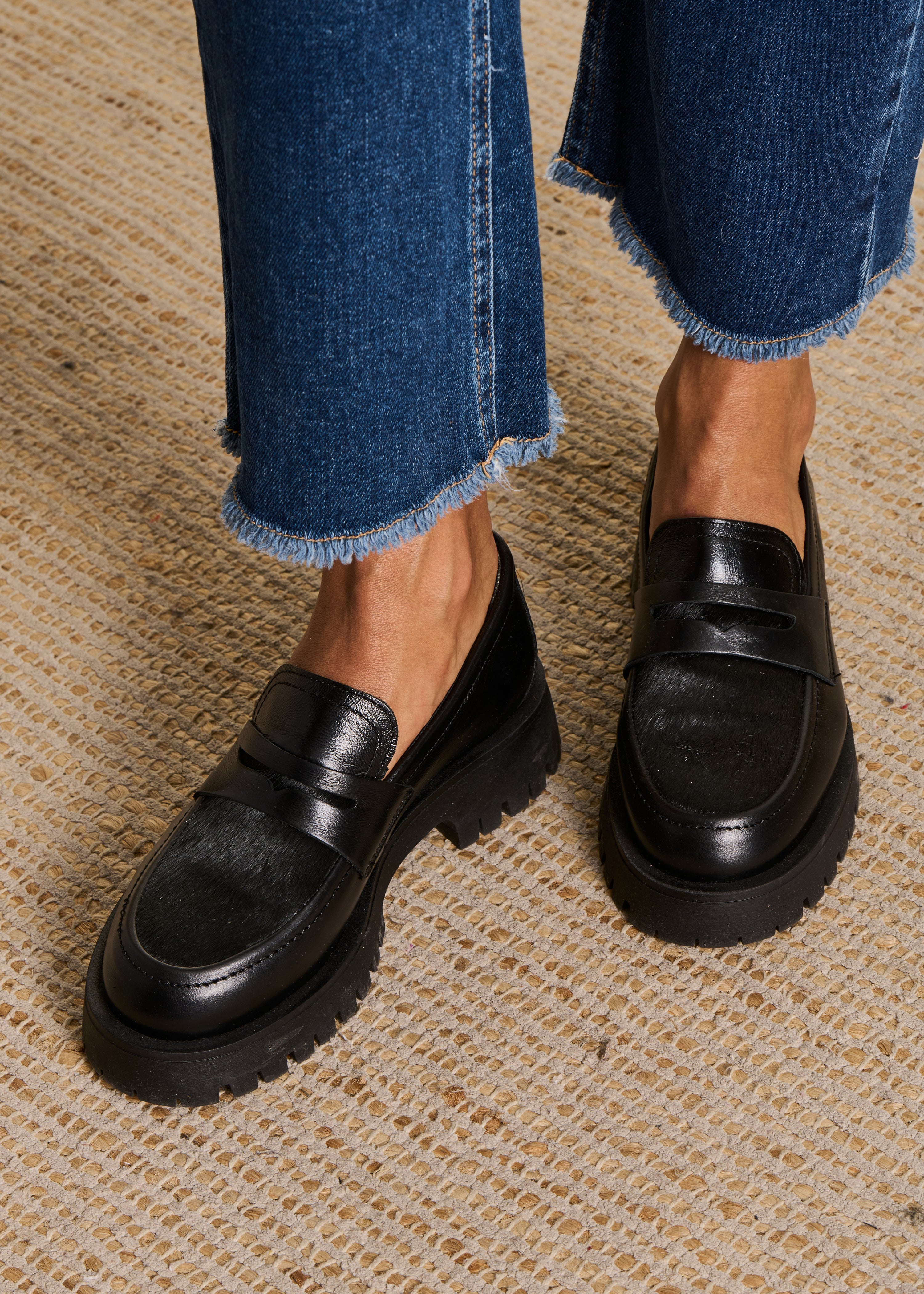 Mocassins noirs en cuir