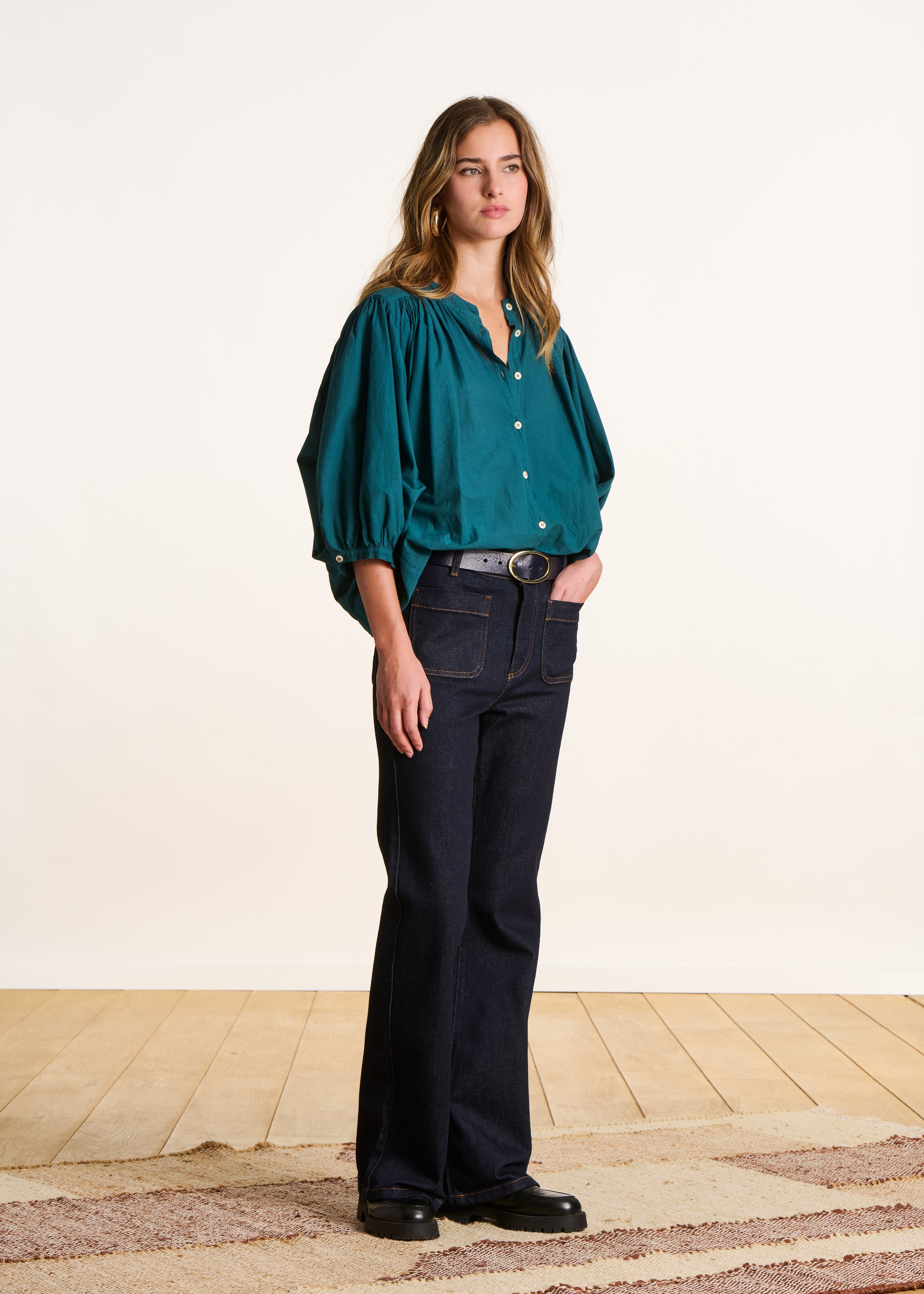 Jean bootcut brut en coton biologique