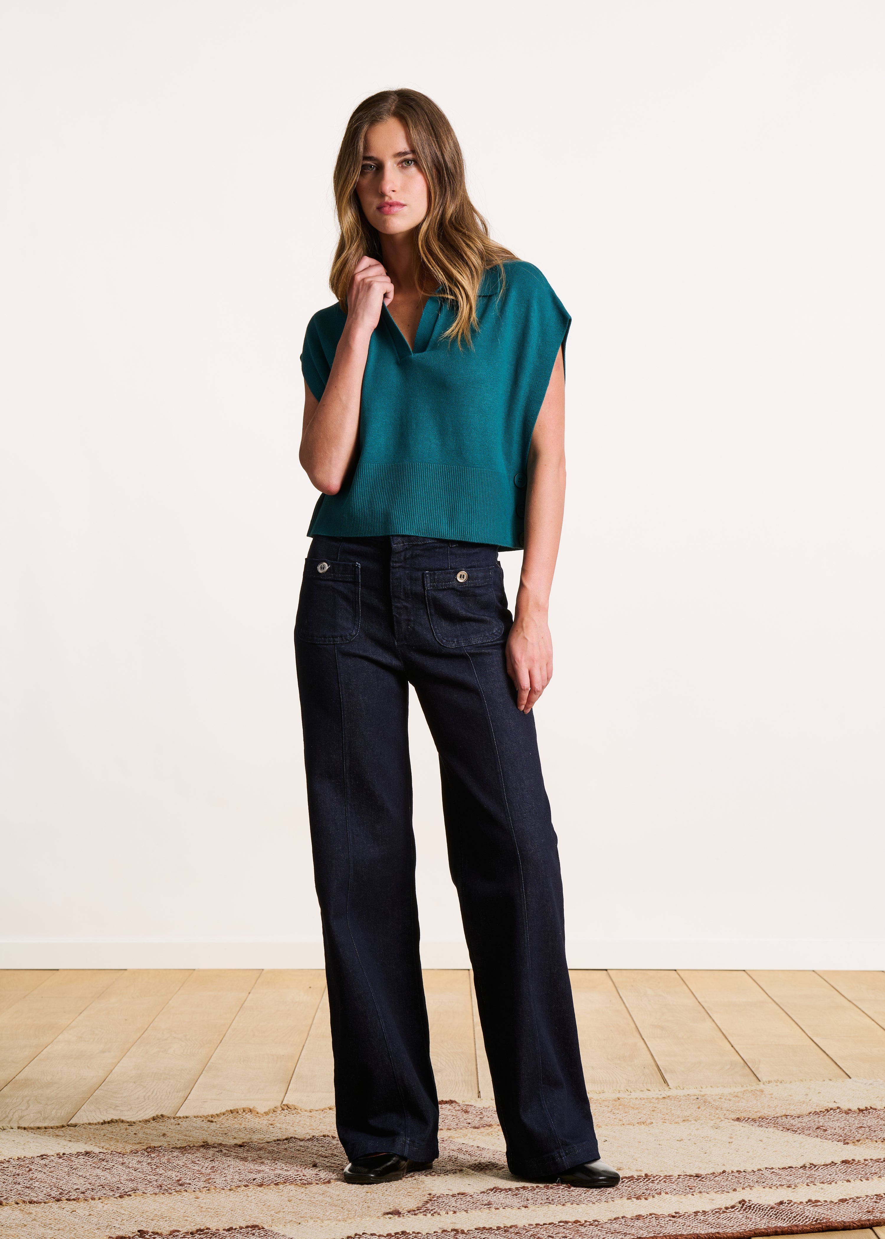 Jean brut droit et large en coton biologique