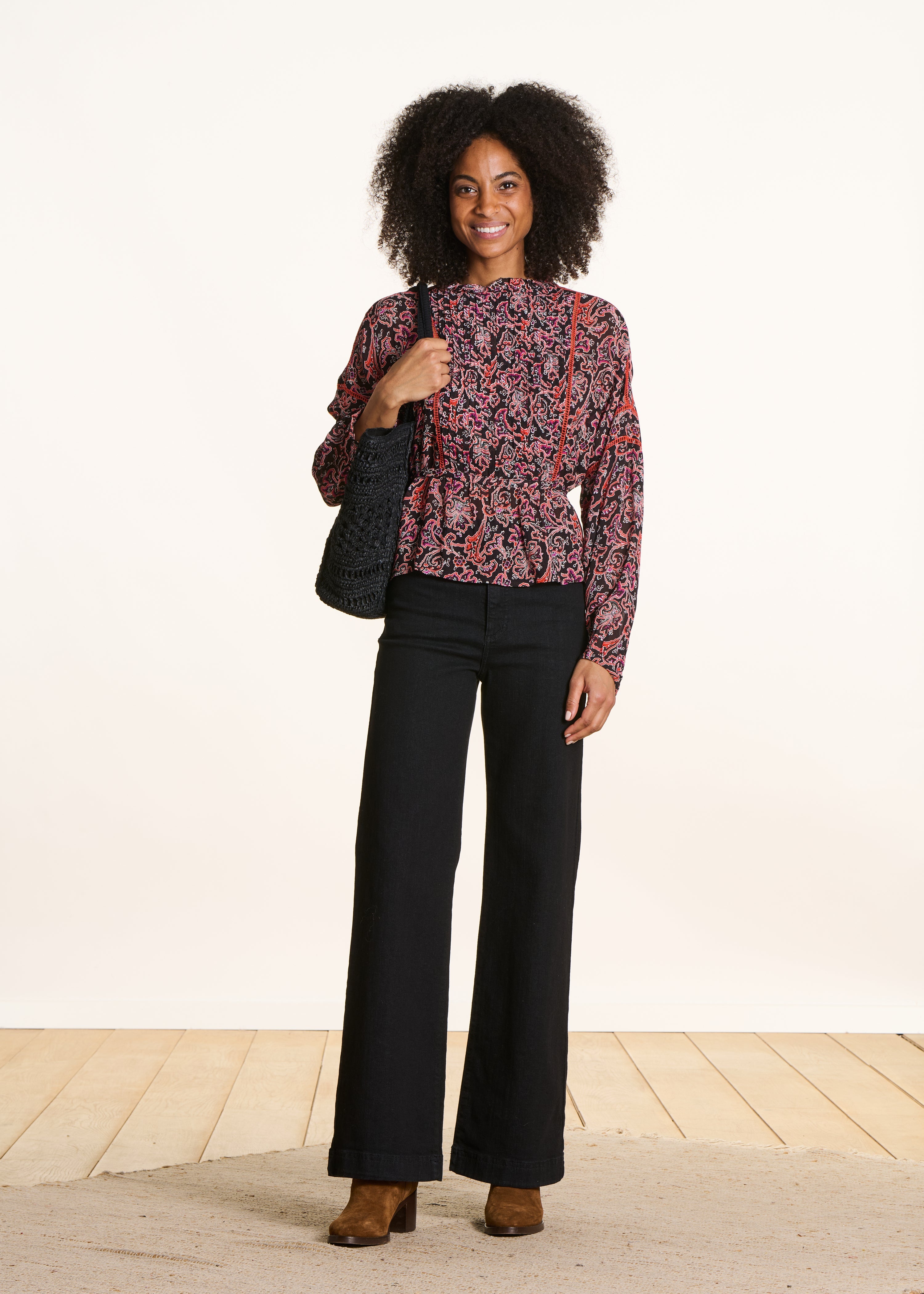 Jean large noir en coton biologique