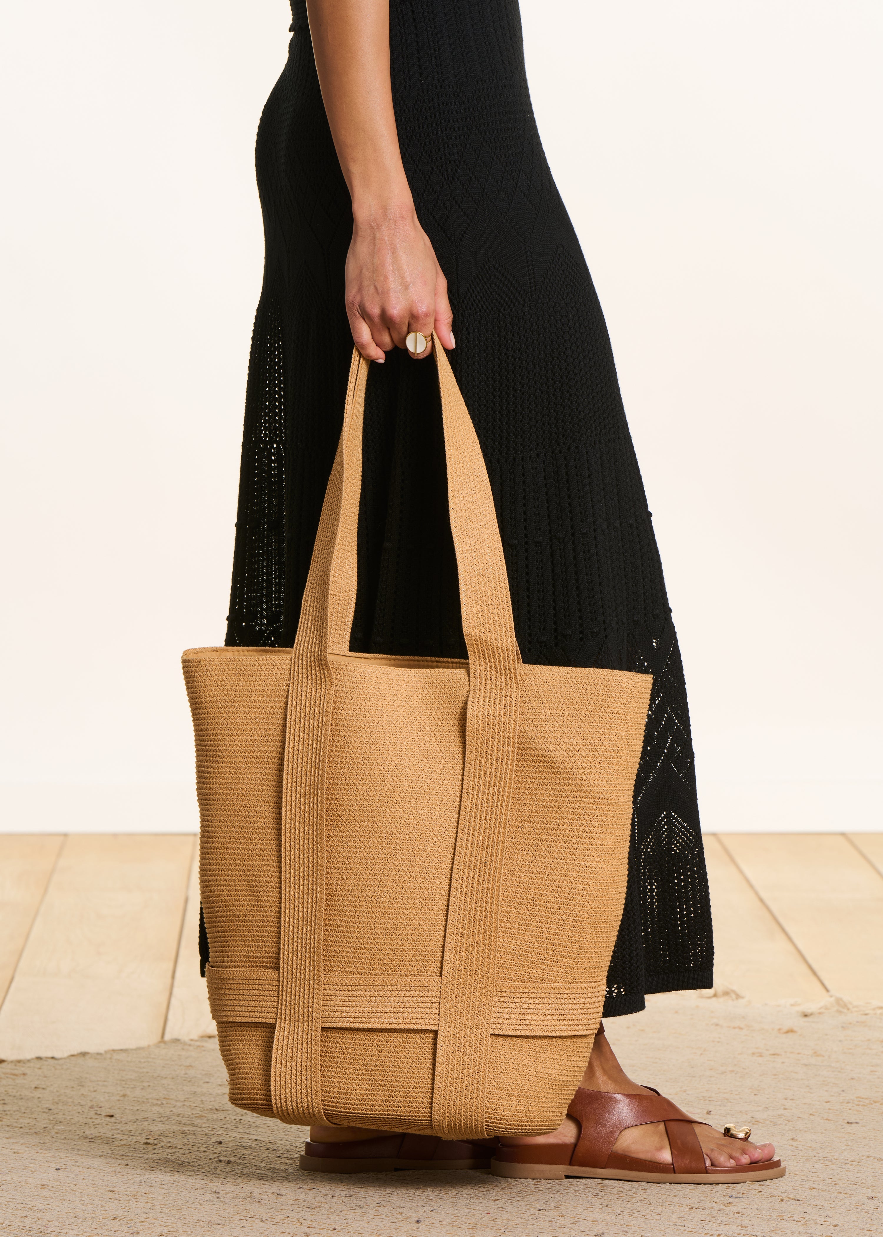 Sac cabas beige en paille