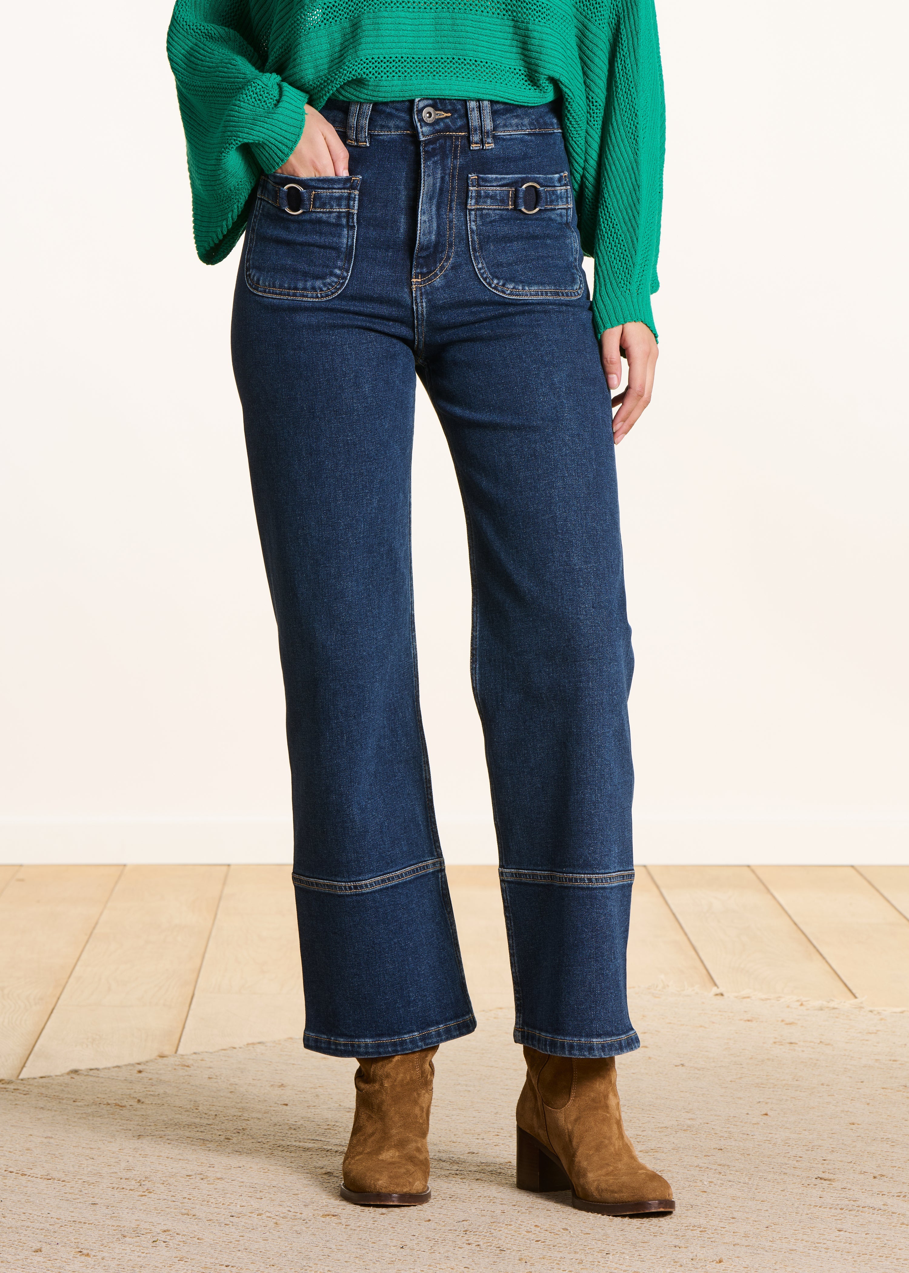 Jean droit taille haute en coton biologique