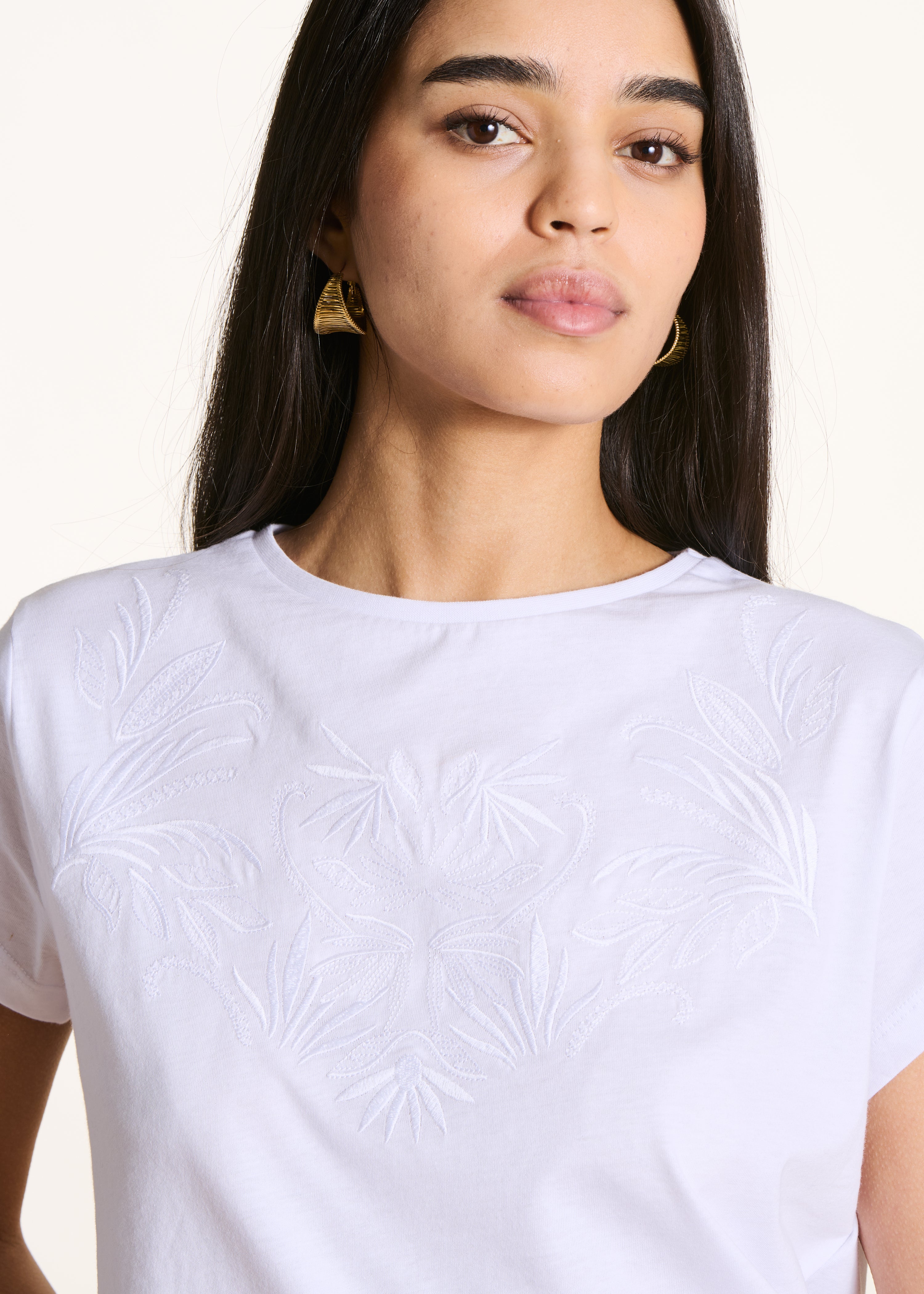 T-shirt oversize blanc en coton biologique manches courtes