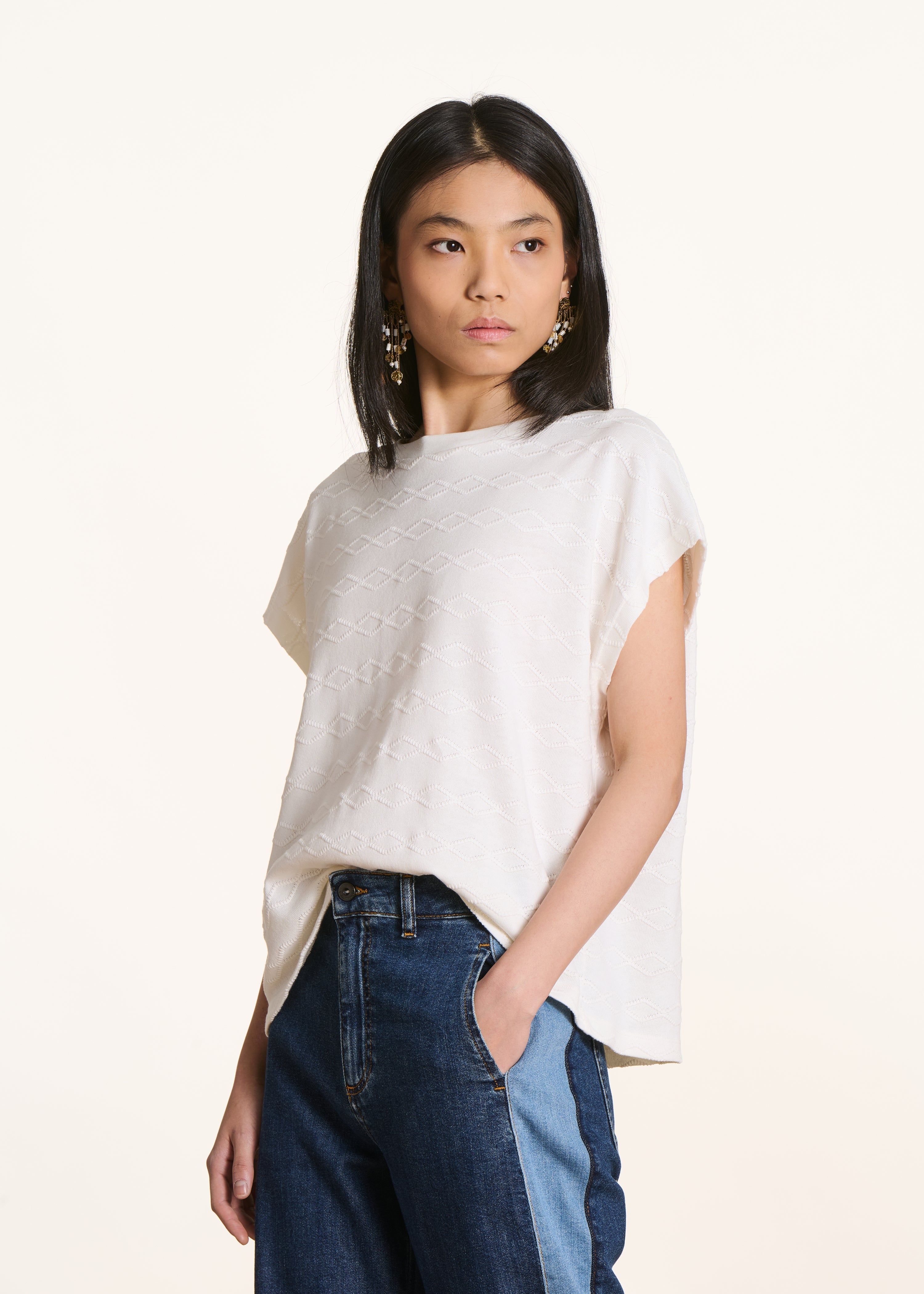 T-shirt oversize blanc manches courtes en coton biologique