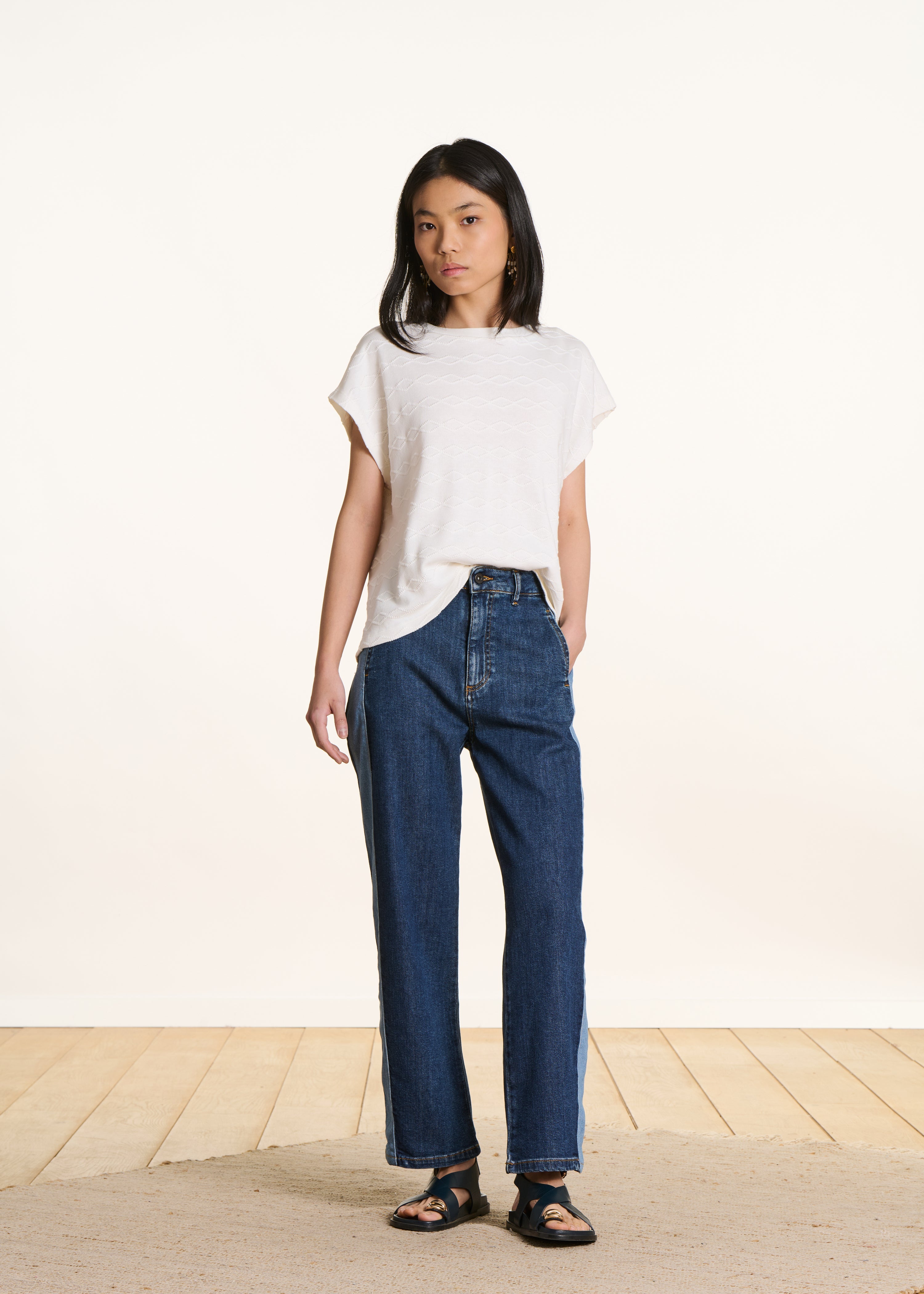 T-shirt oversize blanc manches courtes en coton biologique