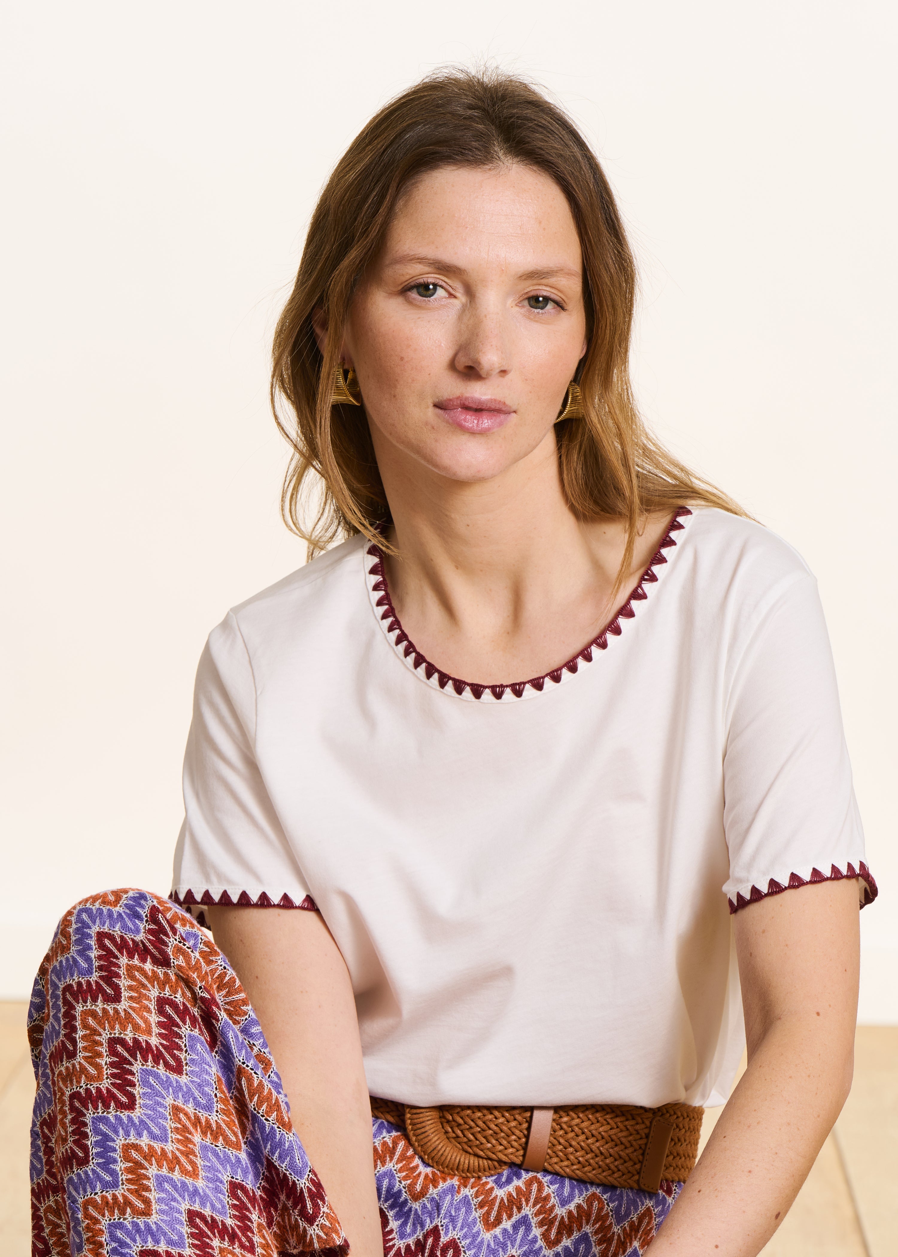 T-shirt écru manches courtes en coton biologique